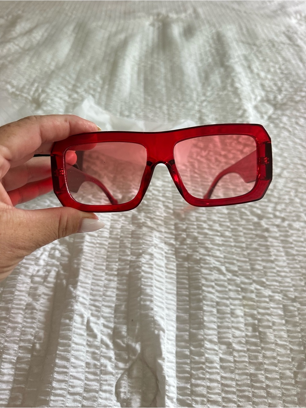 SHEIN Red Oversized Square Frame Sunglasses